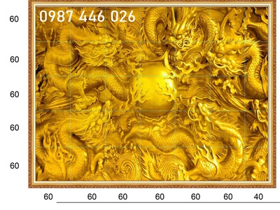 Tranh rồng vàng- gạch ốp, tranh tường đẹp 3d HP07692 4