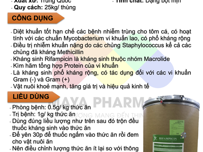 Rifampicin 98   Nguyên liệu sản xuất thủy sản, thú y 0