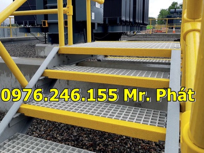 Sản phẩm kháng hóa chất, sàn lót grating frp, miếng ốp gờ chống trượt bậc thang, vĩ nhựa thoát nước 1