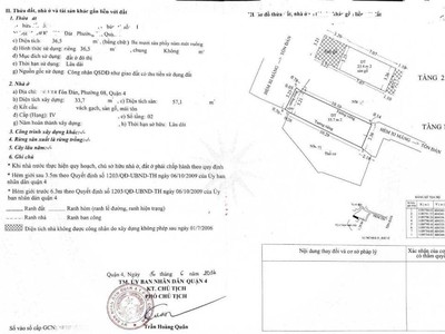 Bán nhà q4, 37m2 đất, người ở hiện hữu, gần trước mặt tôn đản, 3tỷ25 0