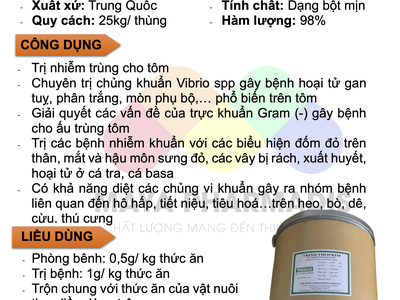 TRIMETHOPRIM 98 - Nguyên liệu sản xuất thuốc thú y, thủy sản TRIMETHOPRIM 98   Nguyên liệu sản xuấ 0