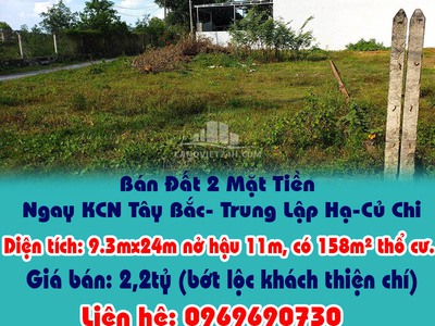 Chính chủ cần bán đất 2 mặt tiền ngay kcn tây bắc- trung lập hạ-củ chi 0