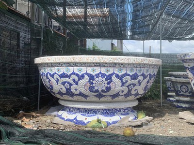 Cơ sở chậu hoa Thế Sơn - chậu hoa dán sành sứ - chậu khảm sành - cẩn miễng afaf gs 1