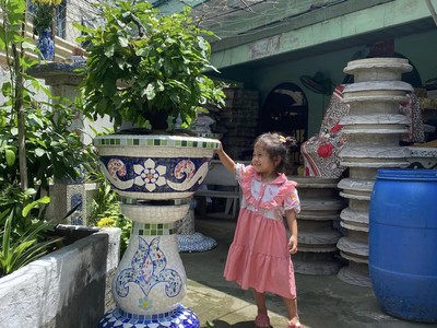 Cơ sở chậu hoa Thế Sơn - chậu hoa dán sành sứ - chậu khảm sành - cẩn miễng afaf gs 6