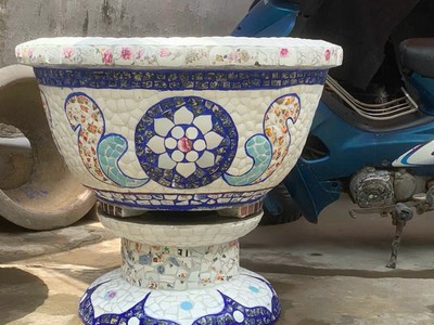 Cơ sở chậu hoa Thế Sơn - chậu hoa dán sành sứ - chậu khảm sành - cẩn miễng afaf gs 18