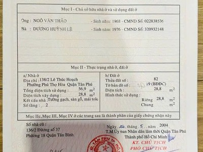 Chính chủ bán nhanh căn nhà đẹp tại 138/2 lê thúc hoạch, p.phú thọ hòa, q.tân phú 4