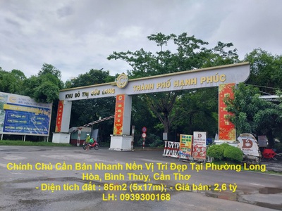Chính chủ cần bán nhanh nền vị trí đẹp tại phường long hòa, bình thủy, cần thơ 0