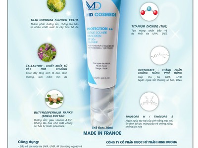 Kem chống nắng nâng tone MD Cosmedi Crème Solaire 70ml, SPF 50 0