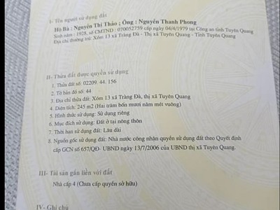 Đất chính chủ - giá tốt - vị trí đẹp tại xóm 13, xã tràng đà, thị xã tuyên quang, tuyên quang 0