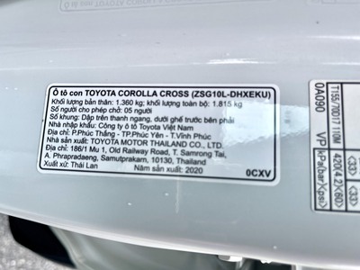 Bán xe Toyota Corolla Cross 1.8 V sản xuất năm 2020, nhập khẩu. tên tư nhân, 1 chủ từ mới 14