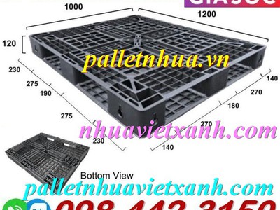 Pallet nhựa 1200x1000x120mm màu đen - pallet nhựa xuất khẩu 1