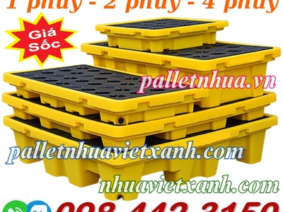 Pallet nhựa chống tràn dầu 1 phuy - 2 phuy và 4 phuy 1