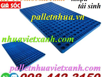 Pallet nhựa lót sàn không chân 1000x600x35mm - mặt lưới - nhựa tái sinh 0