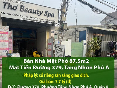 Bán nhà mặt phố 87,5m2 mặt tiền đường 379, tăng nhơn phú a 0