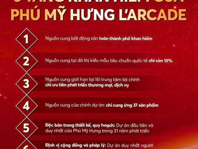 Căn lớn nhất 7x14 dự án larcade phú mỹ hưng nằm ngay trung tâm quận 7, tt theo tiến độ. trả góp 0 4