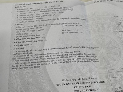 Cần bán nhanh đất có sẵn nhà cấp 4 tại tân thới nhì hóc môn tp hồ chí minh 0