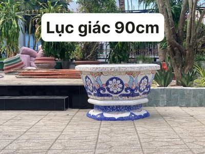 Chậu hoa dán miễng sành - chậu khảm sành sứ - nghệ nhân dán miễng sành sứ ,khảm miễng 17