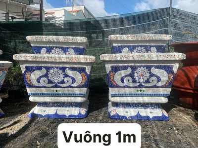 Chậu hoa dán miễng sành - chậu khảm sành sứ - nghệ nhân dán miễng sành sứ ,khảm miễng 19