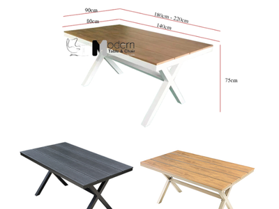 Bàn ăn ngoài trời Bàn picnic 1m4 mặt gỗ nhựa chân chéo nhâp khẩu HCM TE2035-140A 0