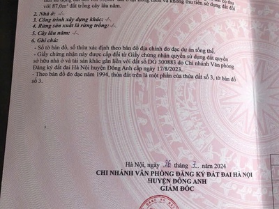 Chính chủ cần tiền bán đất liên hà, huyện đông anh, tp hà nội giá 16tr/m2 4