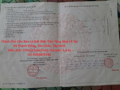 Chính chủ cần bán lô đất mặt tiền tặng nhà c4 tại xã thạnh đông, tân châu, tây ninh 0
