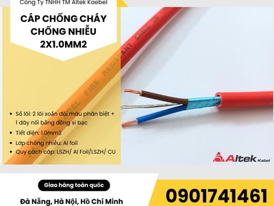 Cáp tín hiệu chống cháy, chống nhiễu 2x1.0mm2 hãng Altek Kabel Đức 0