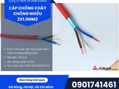 Cáp tín hiệu chống cháy, chống nhiễu 2x1.0mm2 hãng Altek Kabel Đức 1
