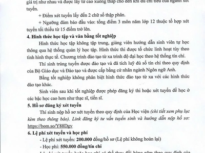 Tuyển sinh học viên ngành Ngôn ngữ Anh học trực tuyến của trường Học Viện tài Chính 2