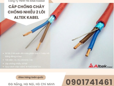 Dây cáp tín hiệu chống cháy, chống nhiễu 2 lõi Altek Kabel Hà Nội 0