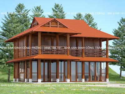 Nhà sàn gỗ đinh công tráng chuyên thi công, thiết kế lắp đặt chọn gói nhà gỗ theo yêu cầu 0