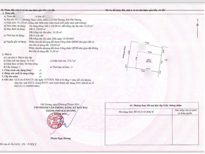 Bán căn biệt thự mini 2.5 tầng ngõ phố phường Ngọc Châu, TP HD, 151.5m2, mt hơn 10m, sân cổng 3