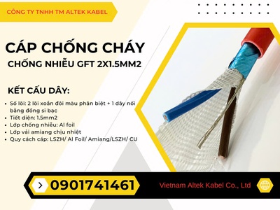 Cáp tín hiệu chống cháy, chống nhiễu GFT 2x1.5 Altek Kabel 0