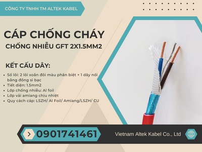 Cáp tín hiệu chống cháy, chống nhiễu GFT 2x1.5 Altek Kabel 1