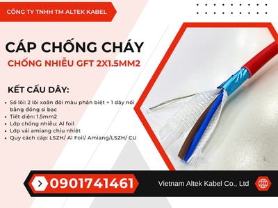 Cáp tín hiệu chống cháy, chống nhiễu GFT 2x1.5 Altek Kabel 2