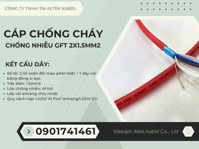 Cáp tín hiệu chống cháy, chống nhiễu GFT 2x1.5 Altek Kabel 3