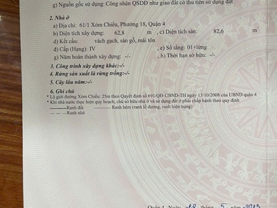 Bán nhà mặt tiền đường và hẻm, vị trí đẹp, sân rộng tại đường xóm chiếu, phường 18, quận 4, tp hcm, 3