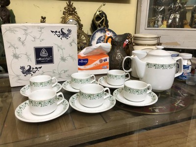 Bộ ấm chén sứ hoa xanh Minh Long I do Danapha tặng, tình trạng  lành đẹp như hình, đủ 6 đĩa   chén 0