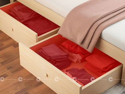 Giường Ngủ Gỗ Tự Nhiên Có Bọc Nệm Đầu Giường Màu Trắng 2