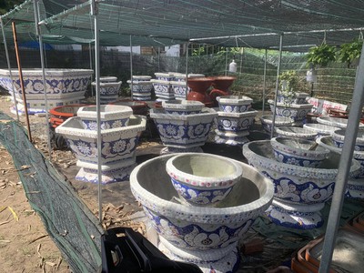 Chậu hoa dán miễng sành - chậu khảm sành sứ - nghệ nhân dán miễng sành sứ ,khảm miễng , chậu lớn , 5