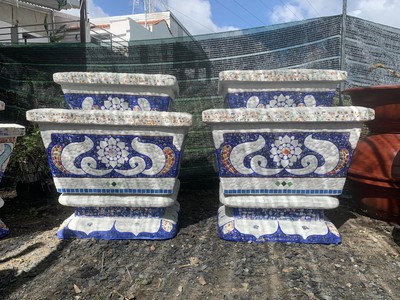 Chậu hoa dán miễng sành - chậu khảm sành sứ - nghệ nhân dán miễng sành sứ ,khảm miễng , chậu lớn , 8