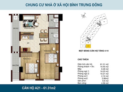 Kẹt tiền bán lỗ căn hộ trung tâm q2, căn góc 2pn 66m2. view hồ bơi 1