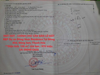 Hot hot - chính chủ cần bán lô đất đẹp dự án đồng nam residence tại đông khê, đông sơn, thanh hóa 0