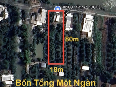 Vườn Sầu Riêng 1491m2, Cách Chợ Trường Long A khoảng 800m. Có 100m Thổ Cư 0