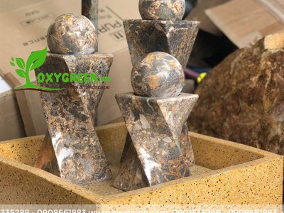 Bộ 3 trụ đá bi xoay mini trang trí nội ngoại thất 0