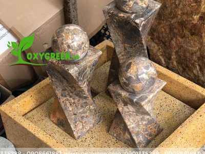 Bộ 3 trụ đá bi xoay mini trang trí nội ngoại thất 1
