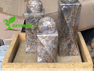 Bộ 3 trụ đá bi xoay mini trang trí nội ngoại thất 2