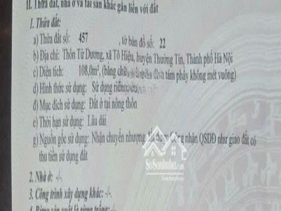 Chính chủ cần bán đất tại địa chỉ tô hiệu thường tín 1