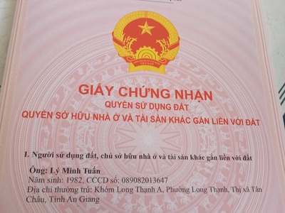 Bán nhà ở mặt tiền phường Long thạnh txtanchau tỉnh An Giang.dt 78 m 5