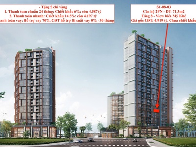 Quỹ Căn Độc Quyền 2PN View Biển Mỹ Khê - Chiết Khấu Cao Nhiều Ưu Đãi 0