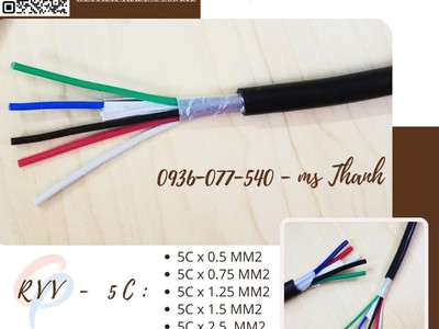 Cáp điều khiển 5 x 0.75 mm2 - không lưới chống nhiễu Sangjin RVV 1